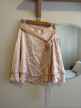 Women’s Silk 100% Wrap Skirt in Blush Pink Murlong Cres